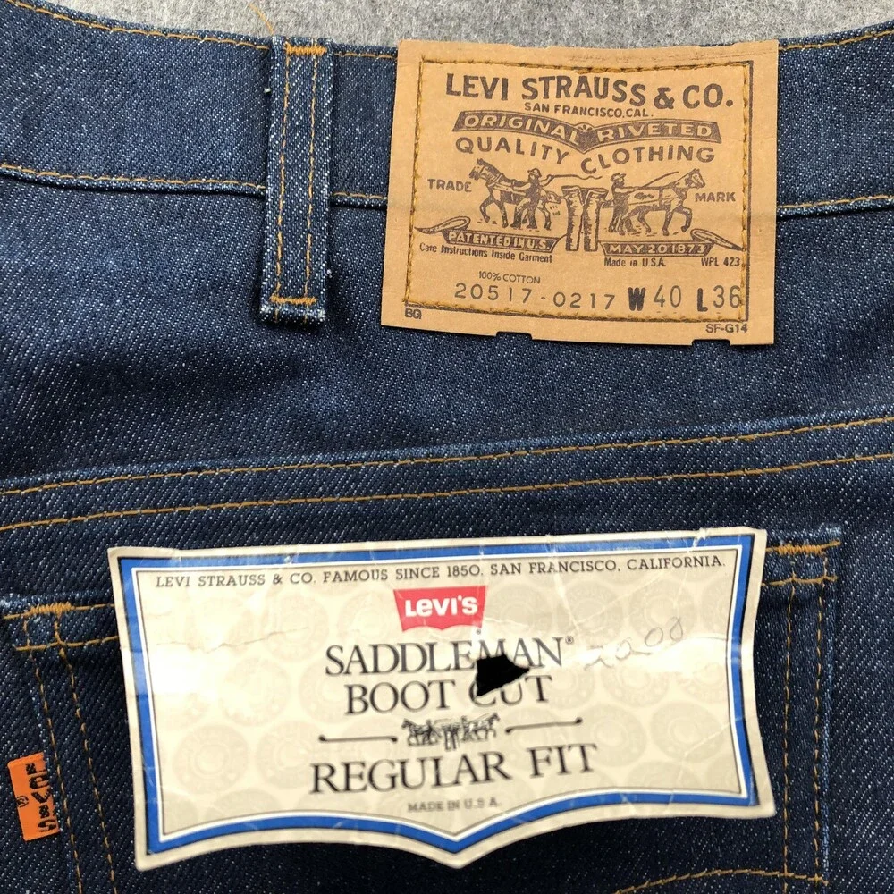 Vintage Levis Jeans Mens 40x36 Dark Wash Orange Tab Saddleman Boot Cut Cowboy